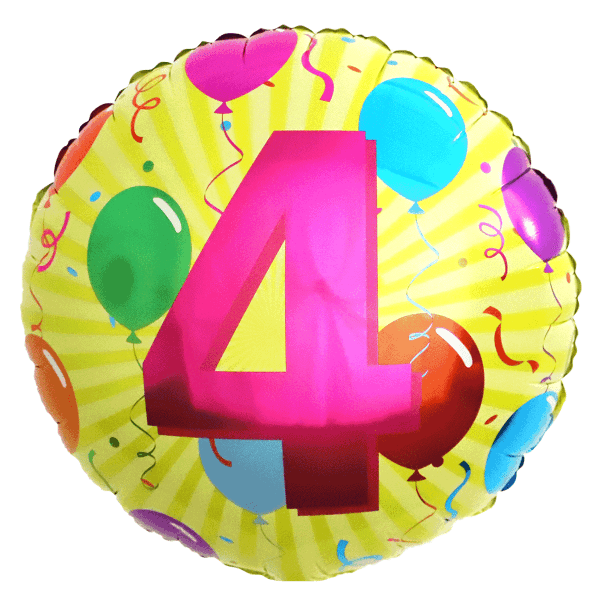 Folienballon mit Zahl 4